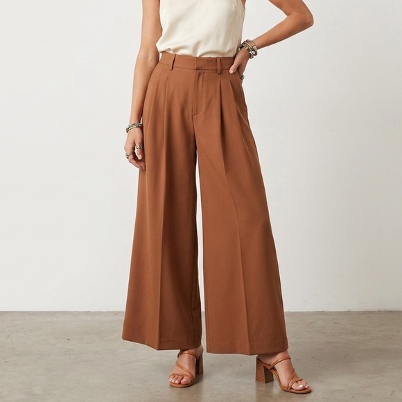 Madewell Pants - Madewell The Harlow Wool Blend Super Wide-Leg Trouser in Camel